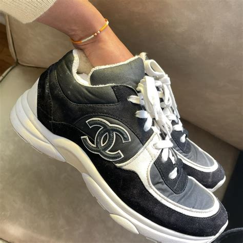 chanel trainers white and black.